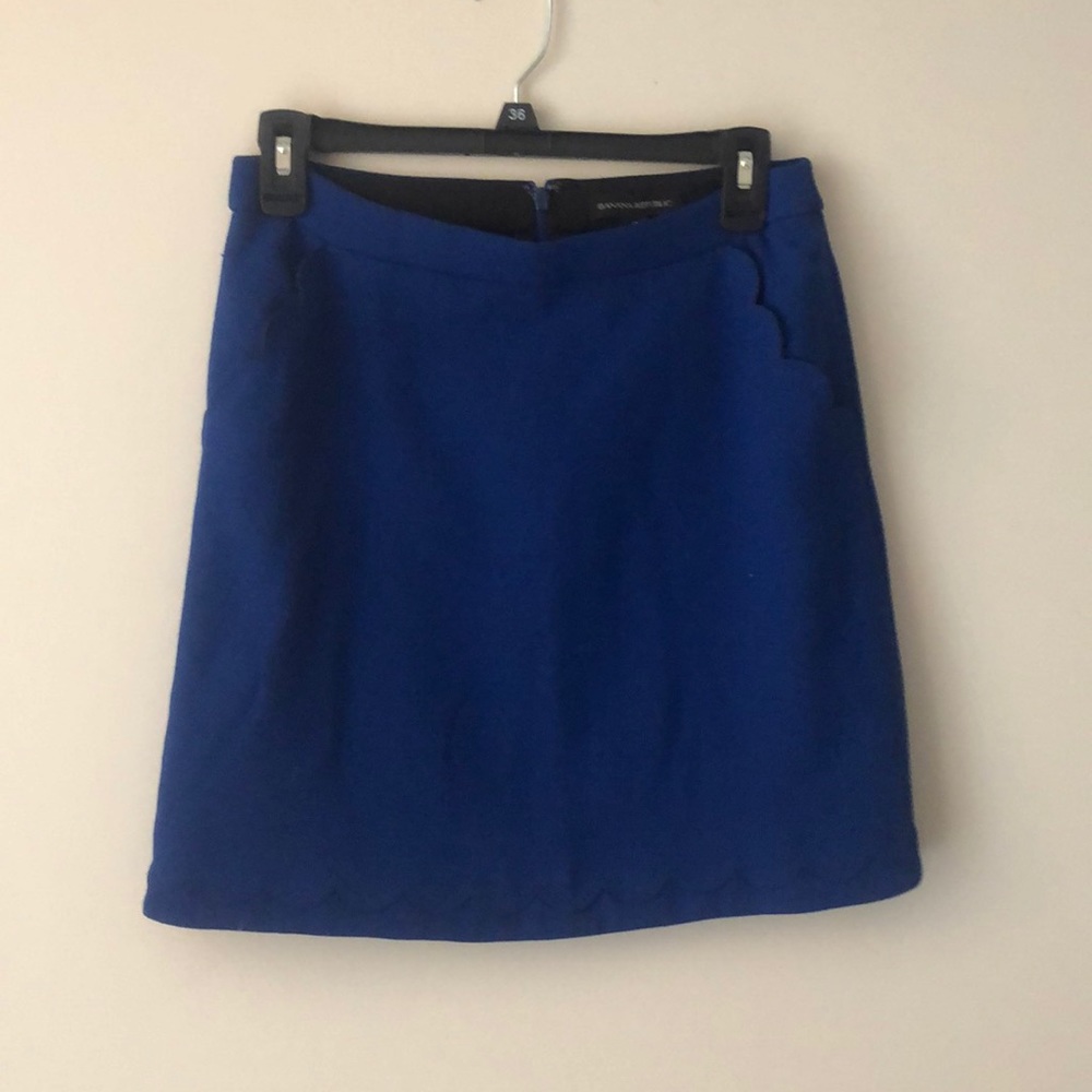Banana Republic- lined wool mini skirt royal blue
